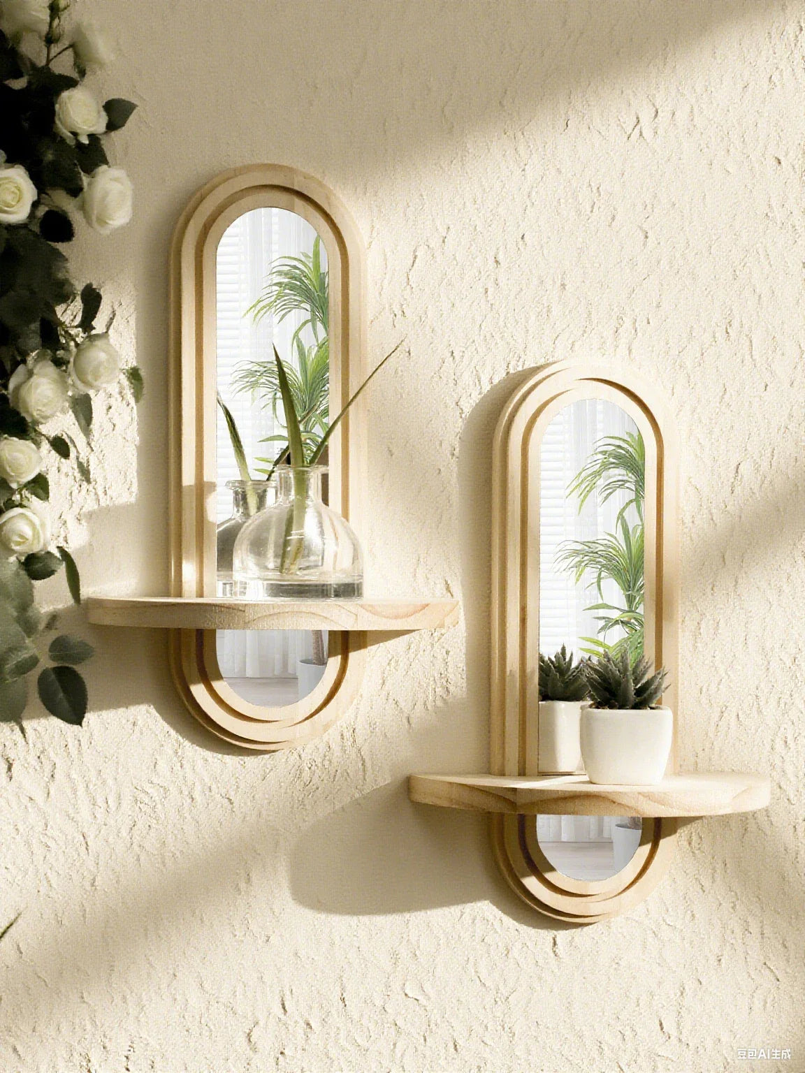 Arch Wall Mirror Shelf for Home Decor
