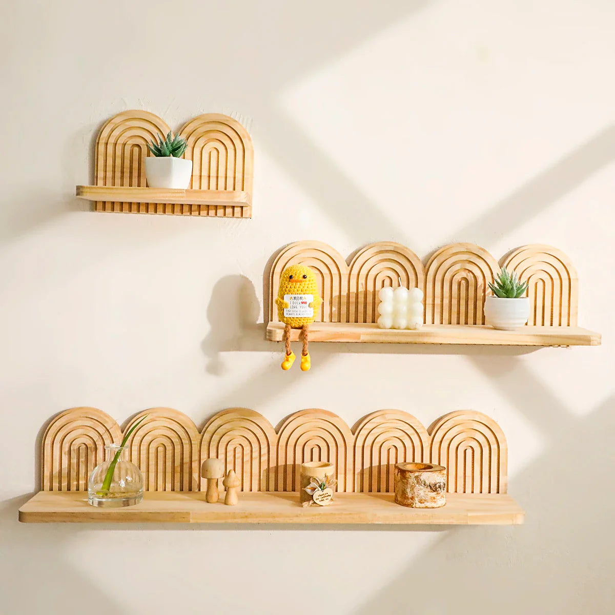 Rustic Wooden Arched Shelves
