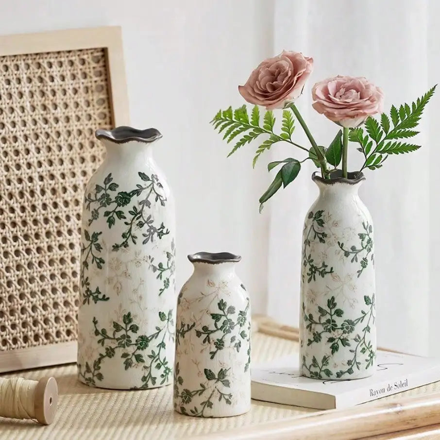 Crackle Jasmine Ceramic Vase for Elegant Decor