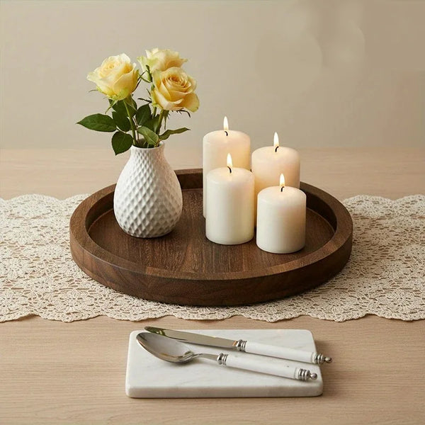 Circular Oak Wooden Tray